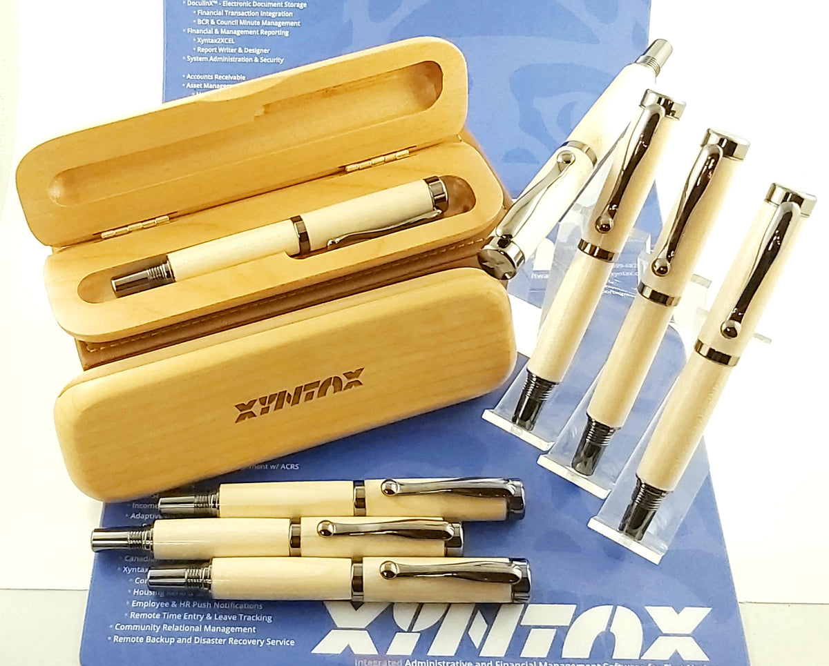 Postable Atrax rollerball with Maple Pen Box Just Write Ink
