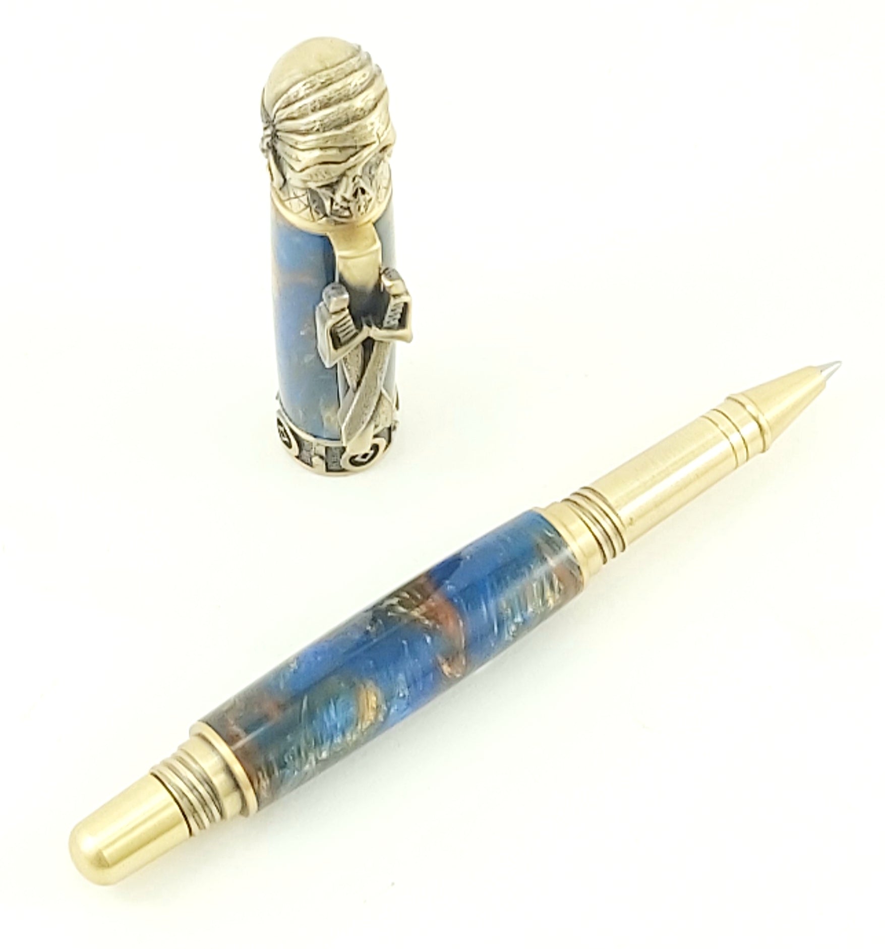 Pirate Pen - 2463 - Antique Brass with Sunken Treasure Acrylic